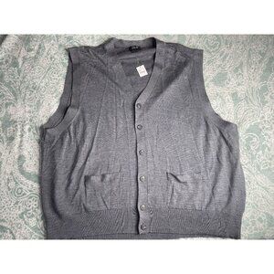 NWT Jos. A. Bank Gray Button Up Sweater Vest Merino Wool Blend‎ Size 4XB XXXXL